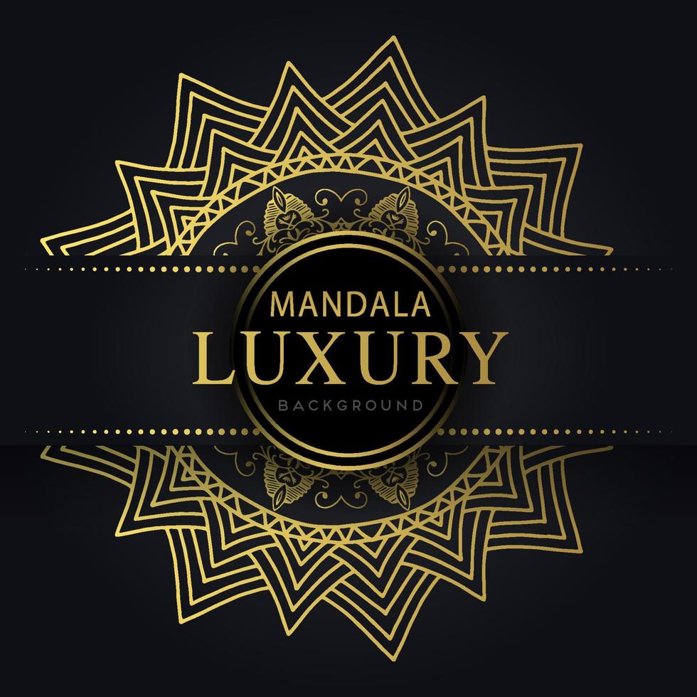 luxury mandala golden with a black background elegant design for anniversary invitation henna vector