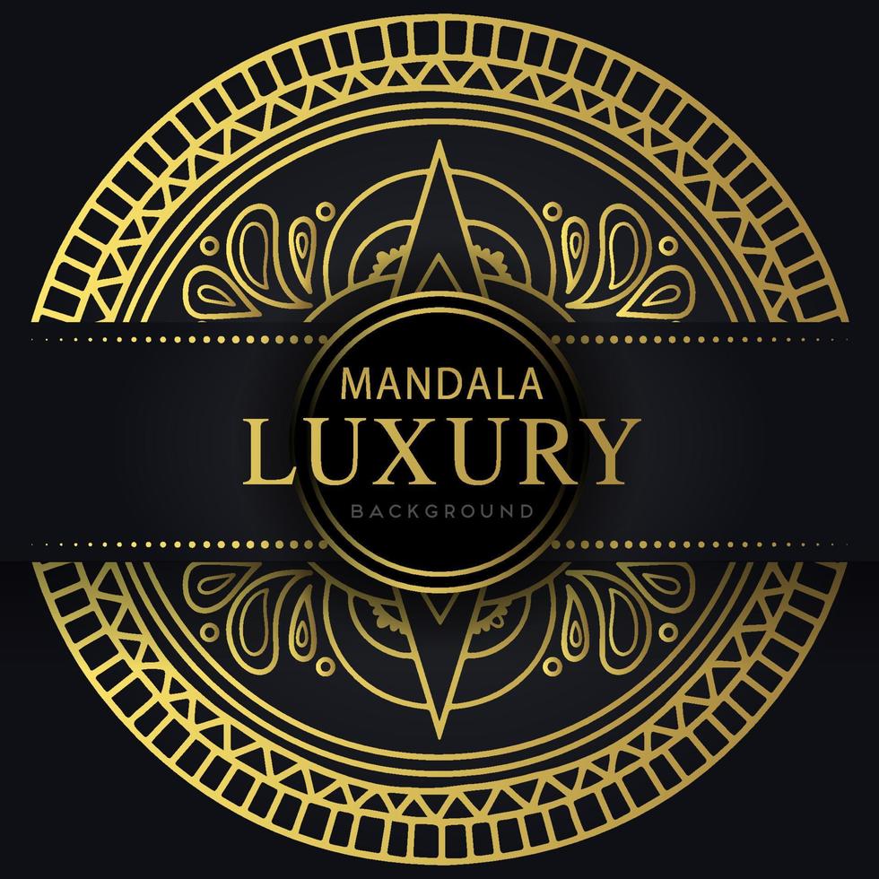 luxury mandala golden with a black background elegant design for anniversary invitation henna vector