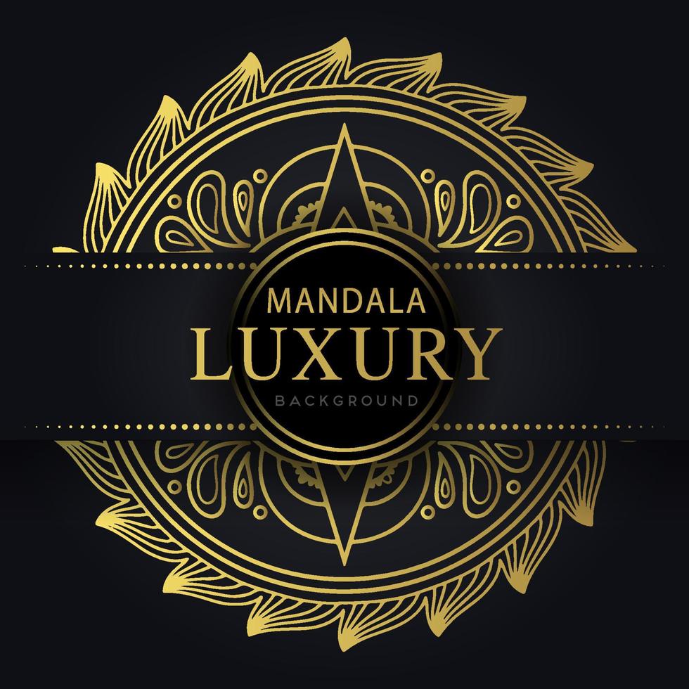 luxury mandala golden with a black background elegant design for anniversary invitation henna vector