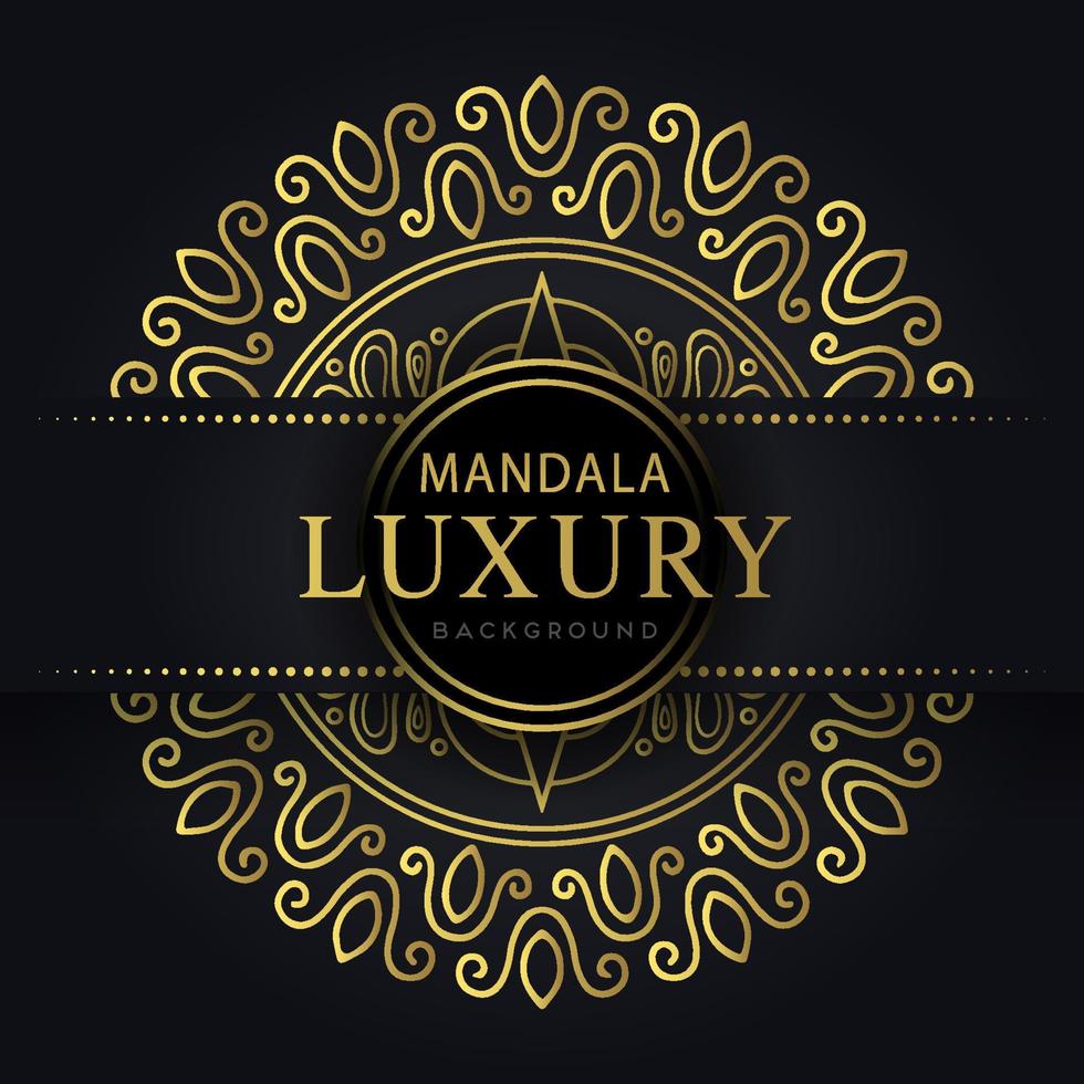 luxury mandala golden with a black background elegant design for anniversary invitation henna vector