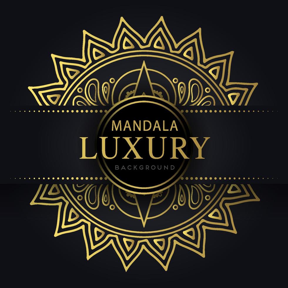 luxury mandala golden with a black background elegant design for anniversary invitation henna vector