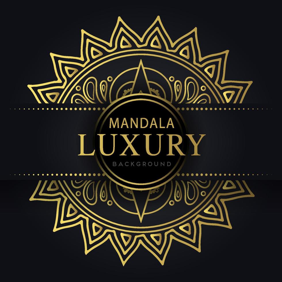 luxury mandala golden with a black background elegant design for anniversary invitation henna vector