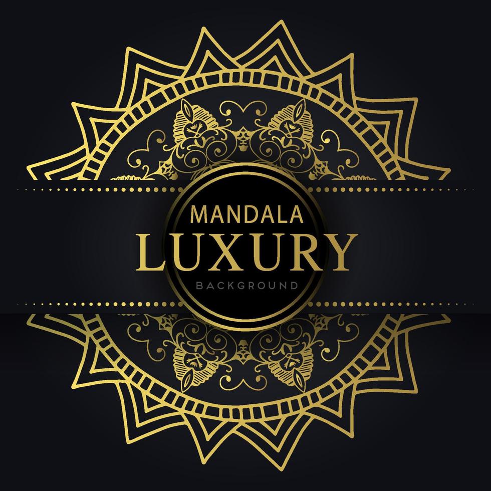 luxury mandala golden with a black background elegant design for anniversary invitation henna vector