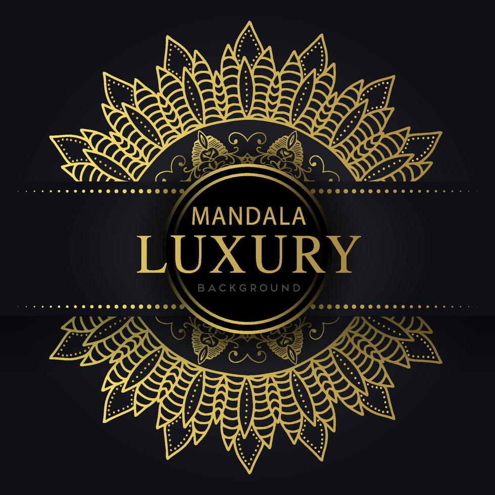 luxury mandala golden with a black background elegant design for anniversary invitation henna vector