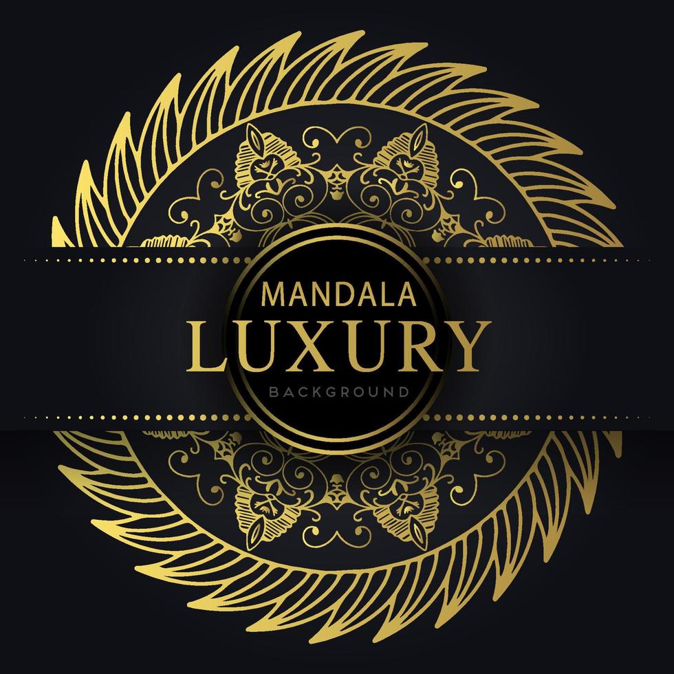 luxury mandala golden with a black background elegant design for anniversary invitation henna vector