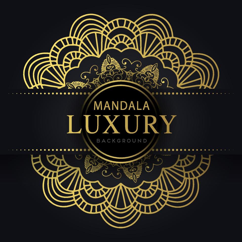 luxury mandala golden with a black background elegant design for anniversary invitation henna vector