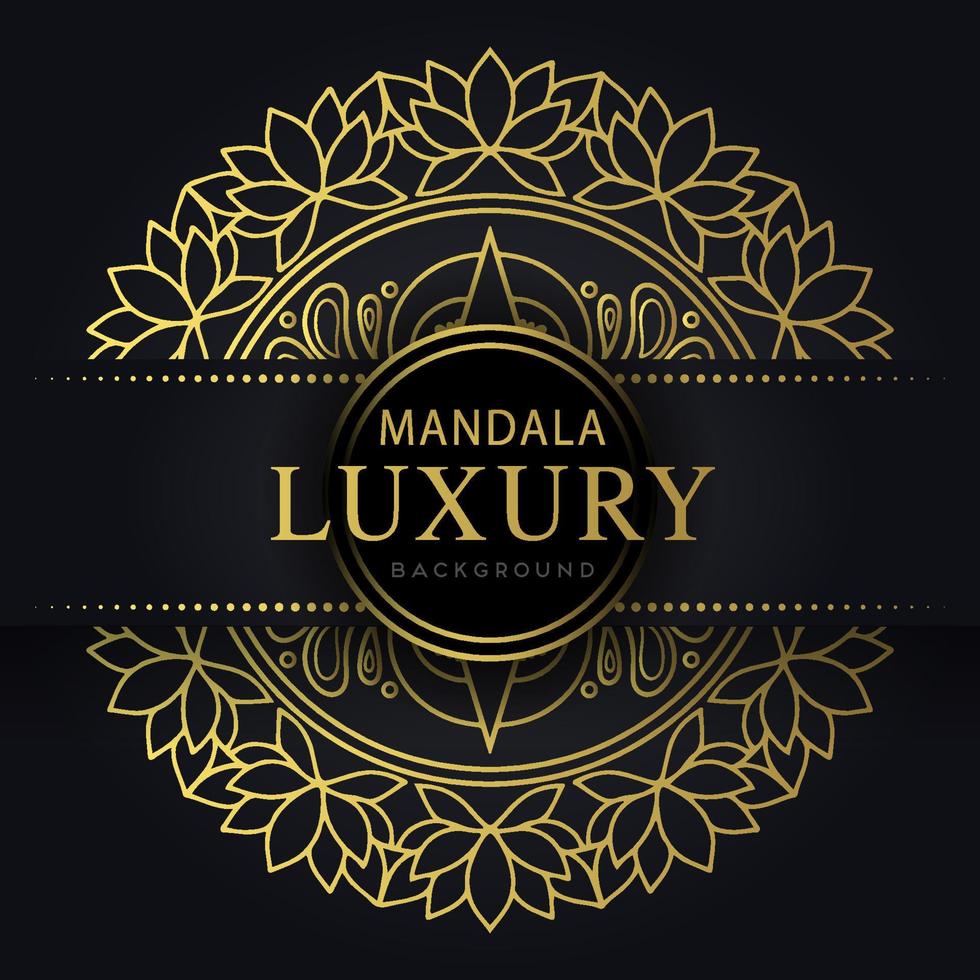 luxury mandala golden with a black background elegant design for anniversary invitation henna vector