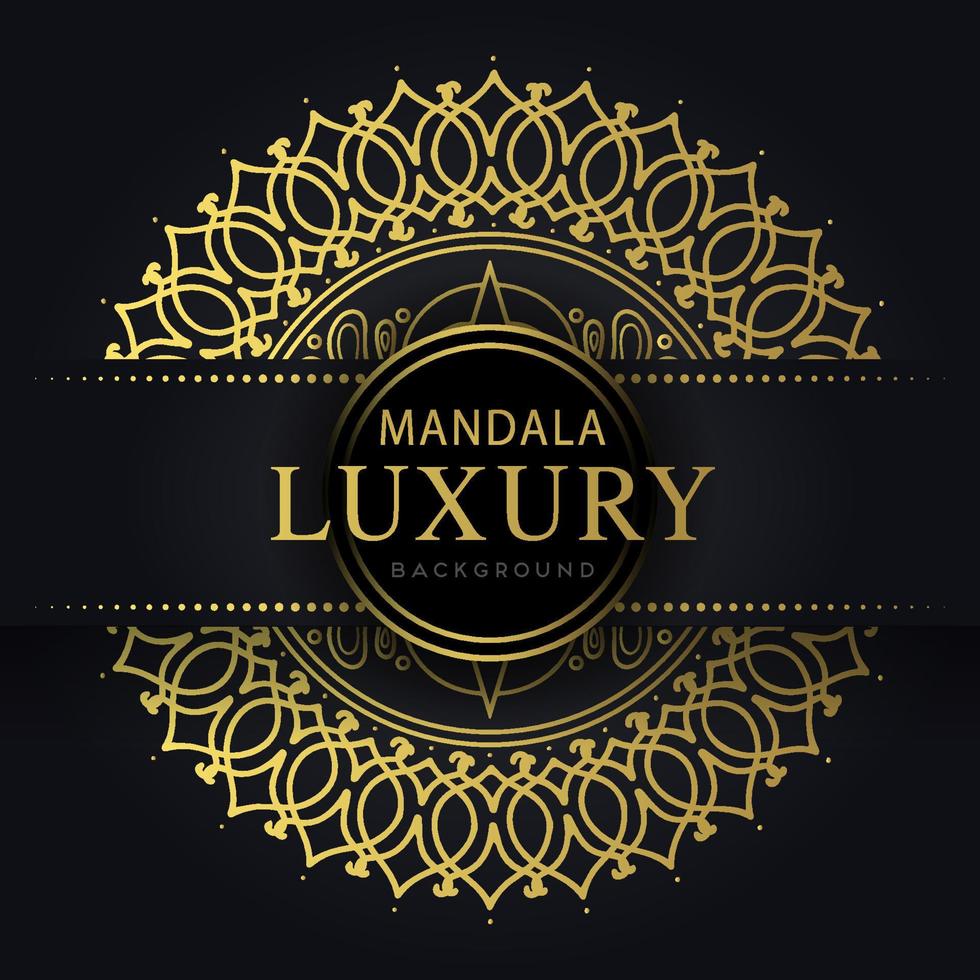 luxury mandala golden with a black background elegant design for anniversary invitation henna vector