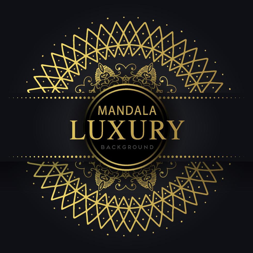 luxury mandala golden with a black background elegant design for anniversary invitation henna vector