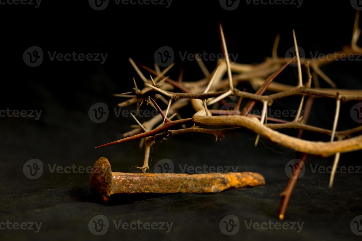 crown of thorns and nails symbols of the Christian crucifixion in Easter photo