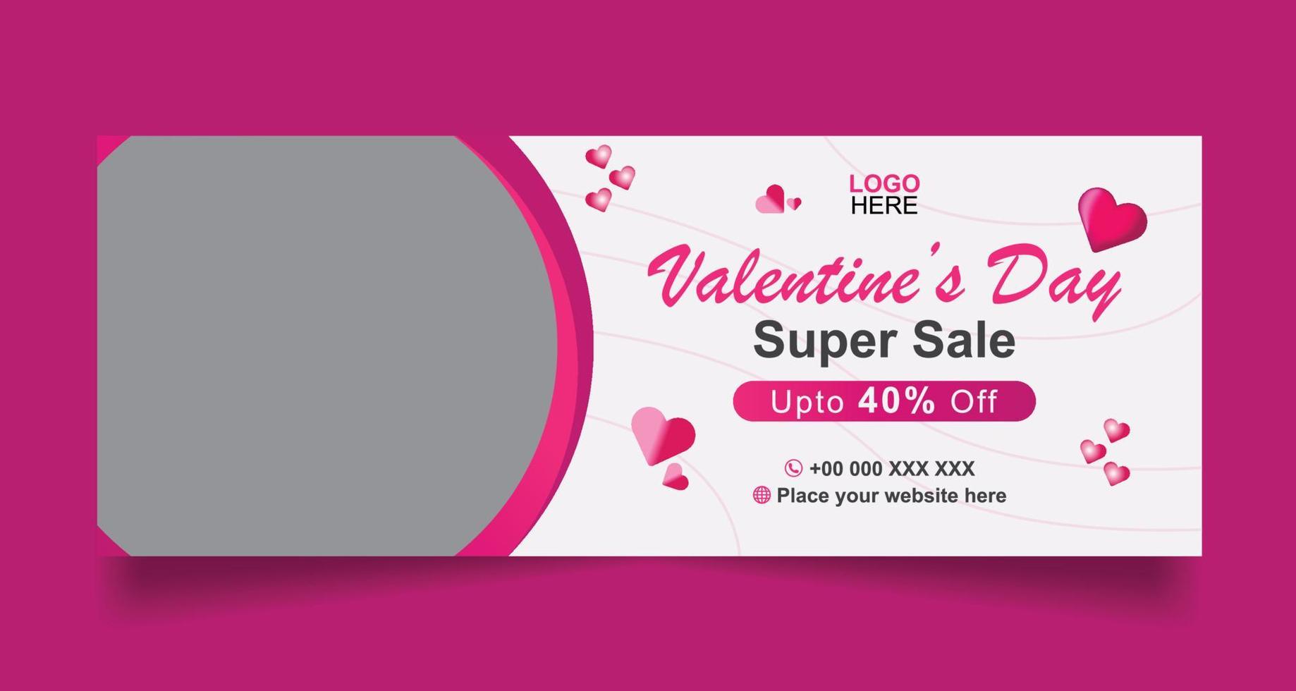 Minimalist valentine's day social media post cover banner vector