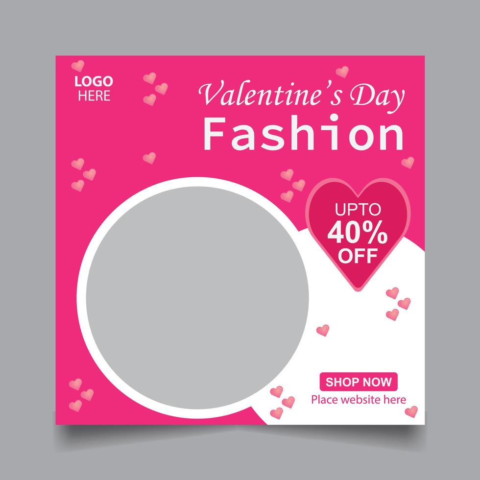 Valentine's day social media post and banner design vector