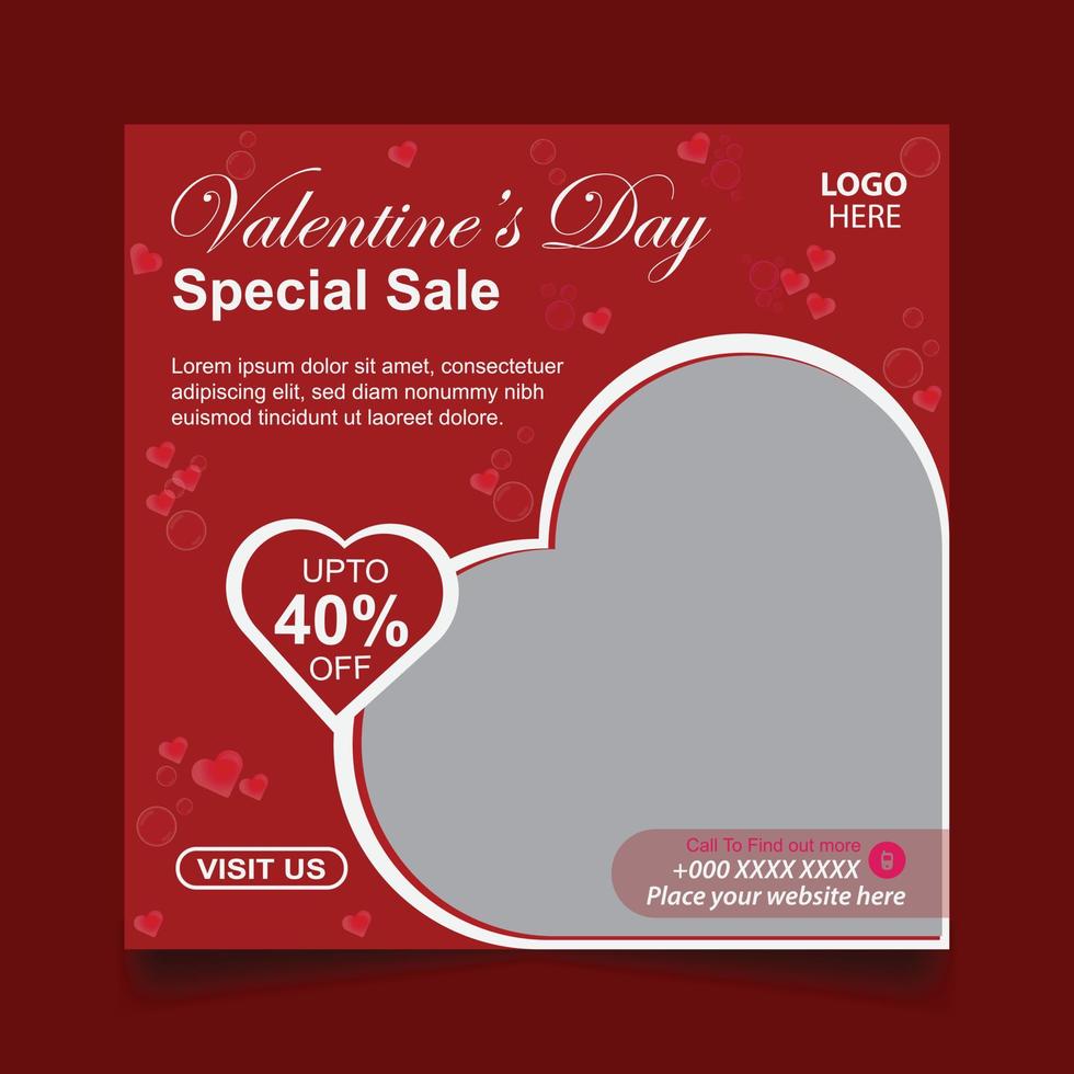 Valentine's day social media post and banner design vector