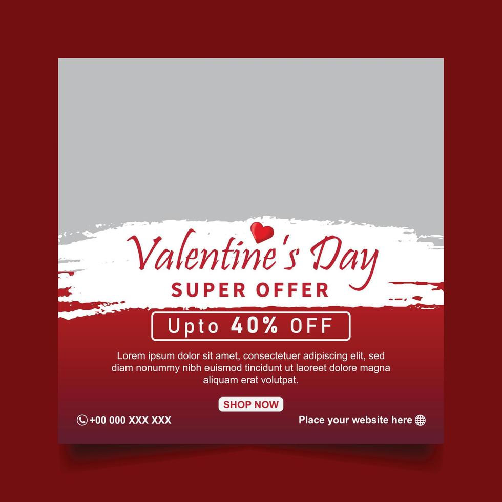 Valentine's day social media post and banner design vector