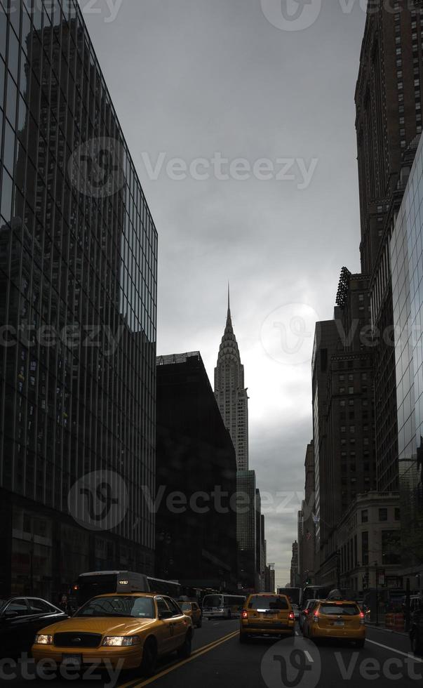 Image of Manhattan street on a cloudy day in the low key photo