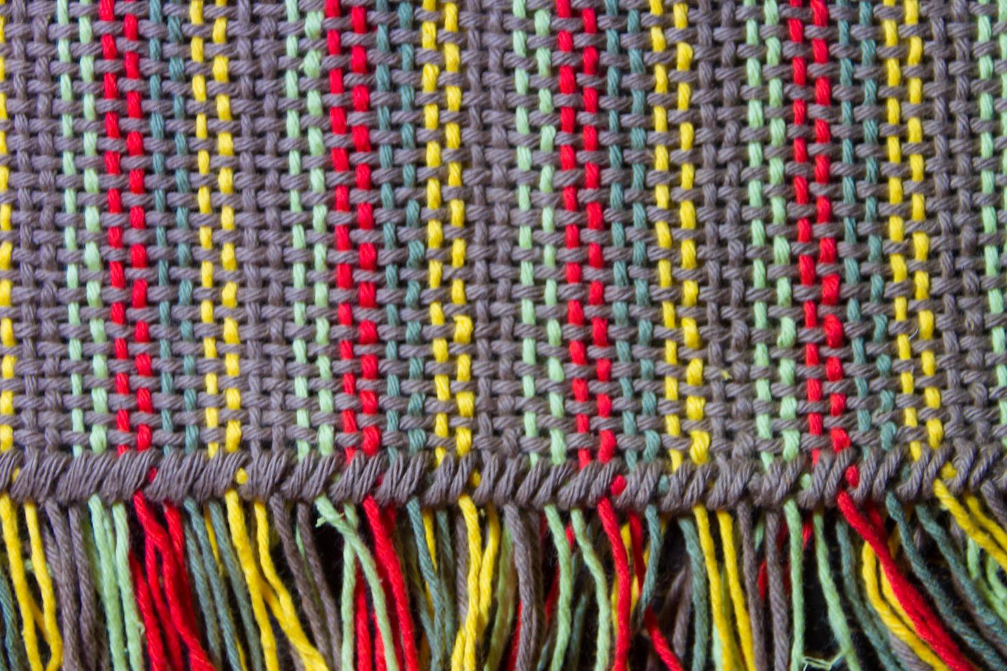 texture of multi-colored loom woven fabrics photo