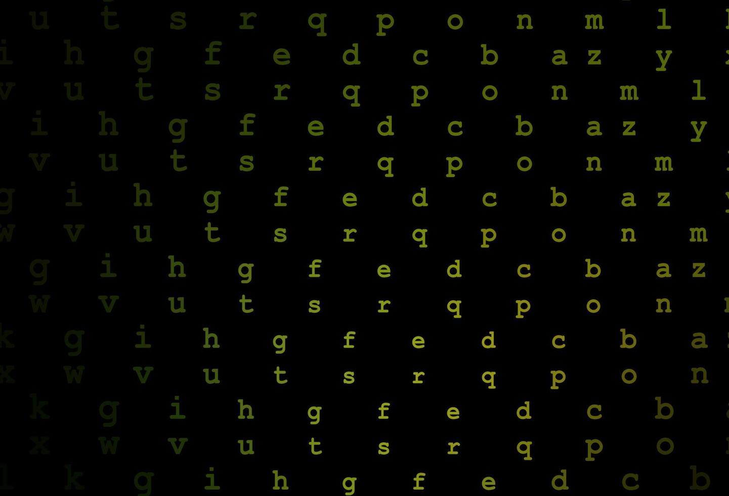 Dark green, yellow vector layout with latin alphabet.