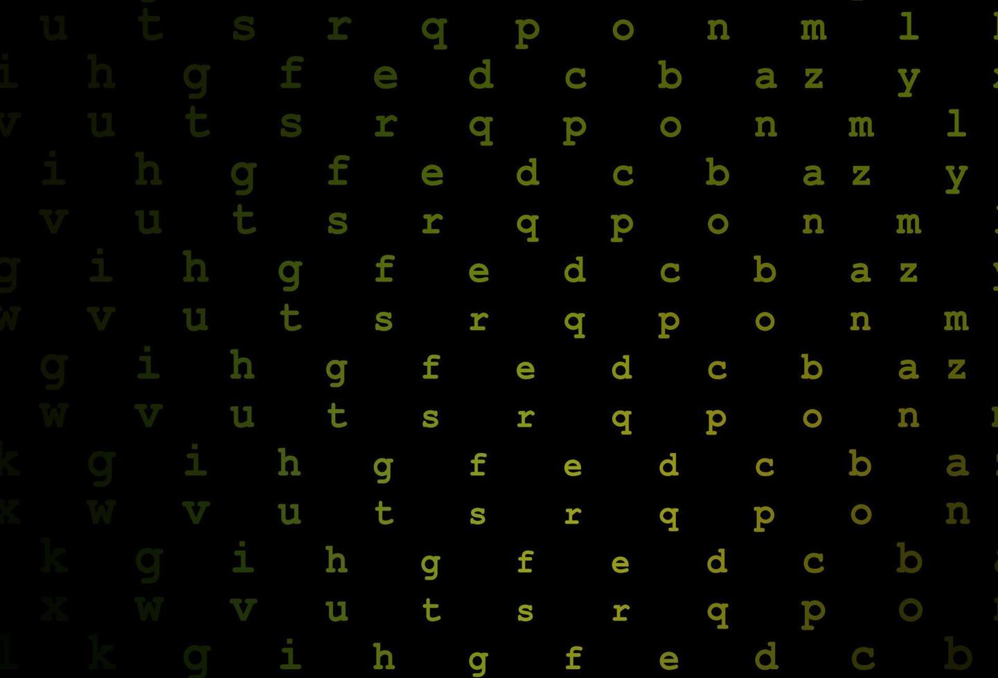 Dark green, yellow vector layout with latin alphabet.