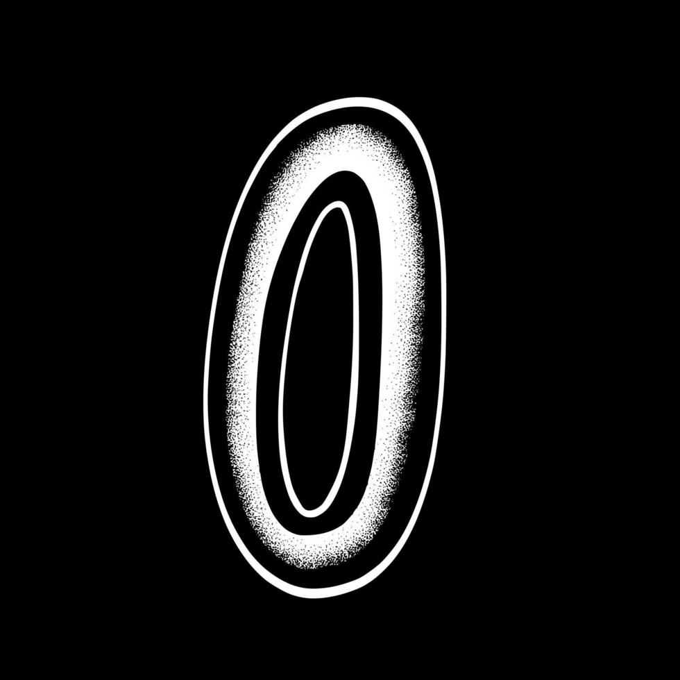 Number zero art Illustration hand drawn black and white vector for icon, sticker, logo etc