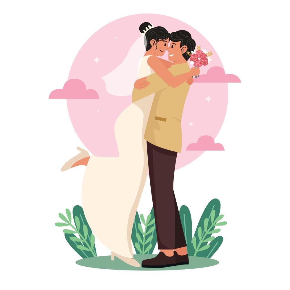 Bride And Groom Getting Married vector