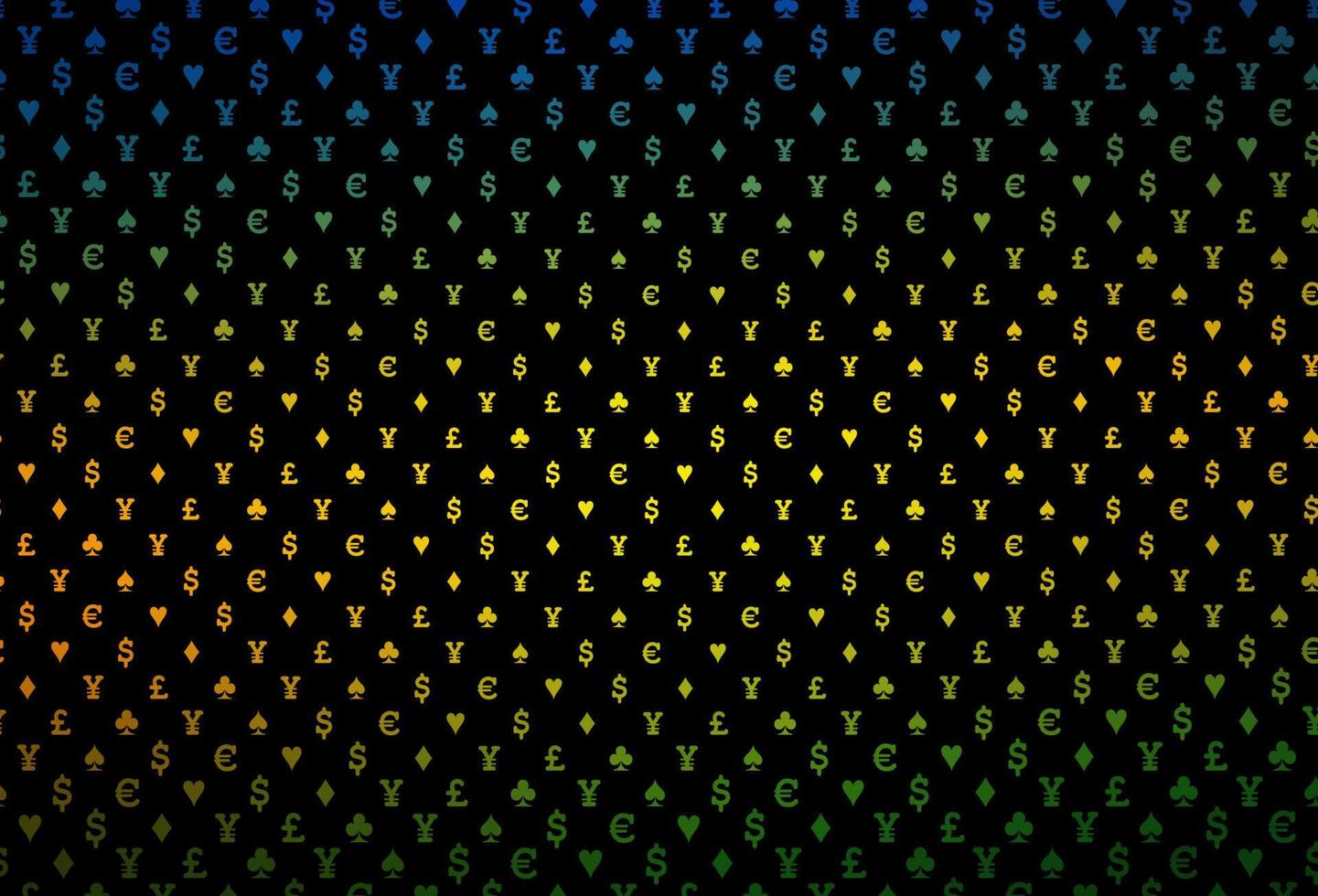 Dark multicolor, rainbow vector cover with symbols of gamble.
