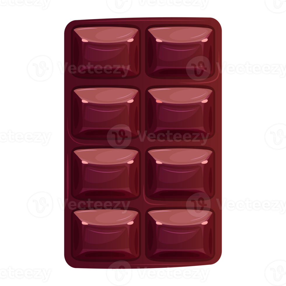 Chocolate bar illustration. Chocolate bar realistic cartoon illustration, isolated on white background. png