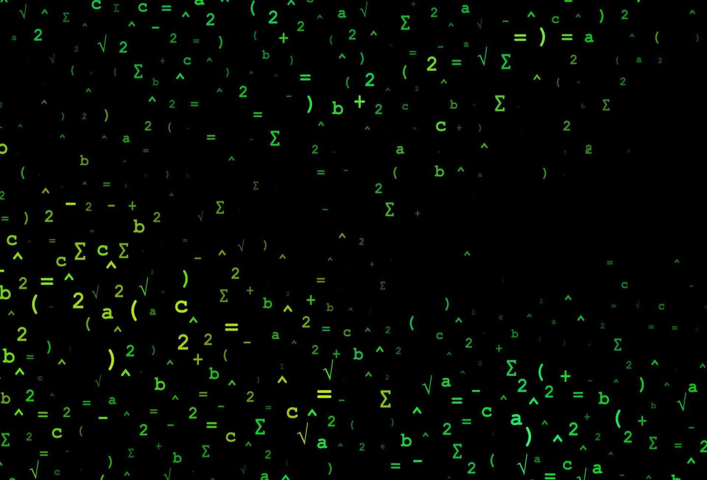 plantilla de vector verde oscuro, amarillo con símbolos matemáticos.