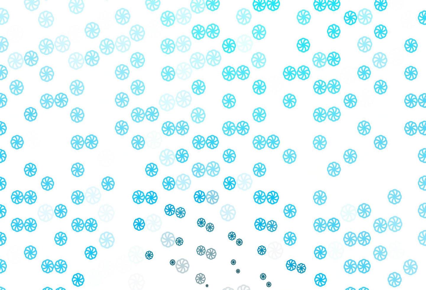 Light BLUE vector background with xmas snowflakes.