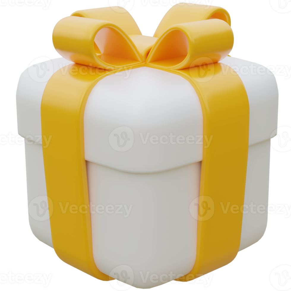 3D Gift Box with Yellow Ribbon. png