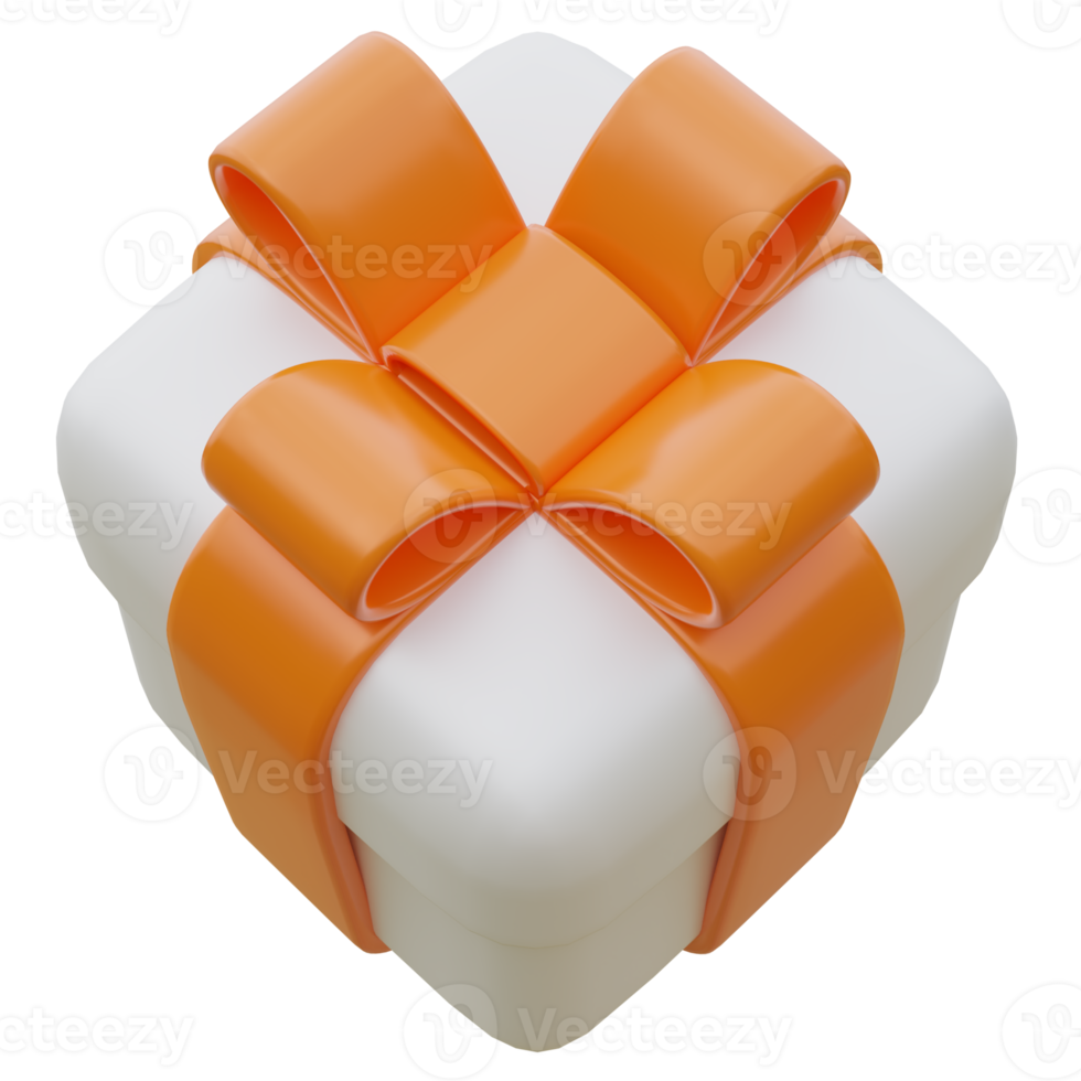 Caja de regalo 3d con cinta naranja. png