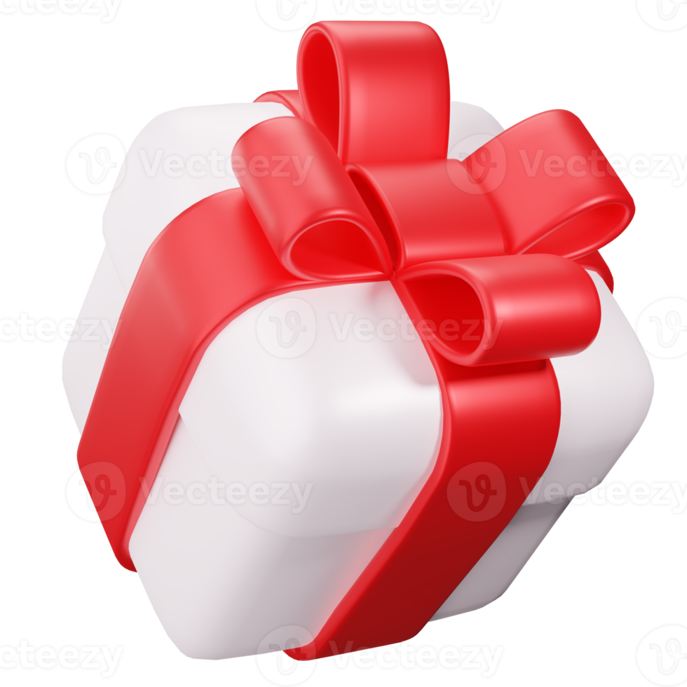 Gift Box with red Ribbon bow. 3D Cute Gift Box png