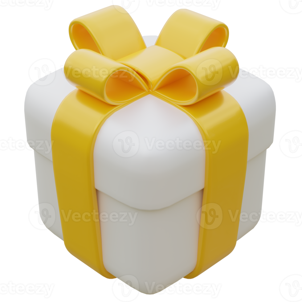Caja de regalo 3d con cinta amarilla. png