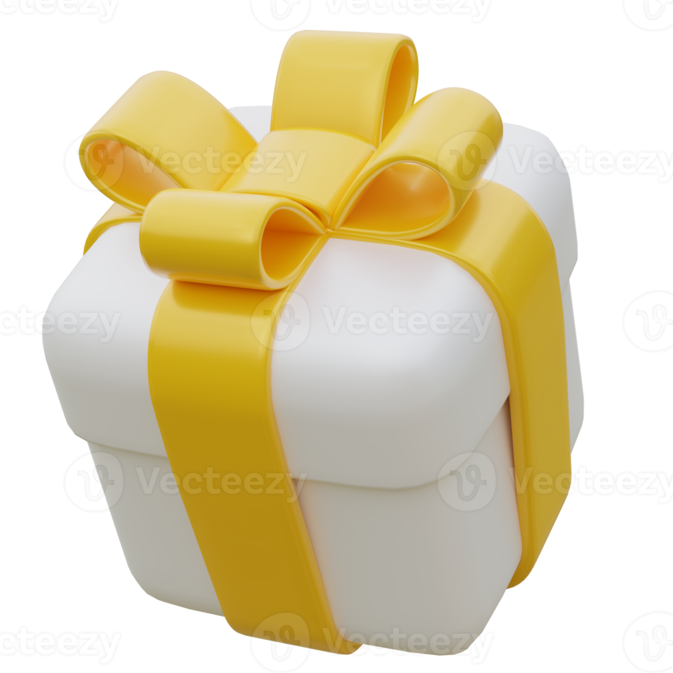 3D Gift Box with Yellow Ribbon. png