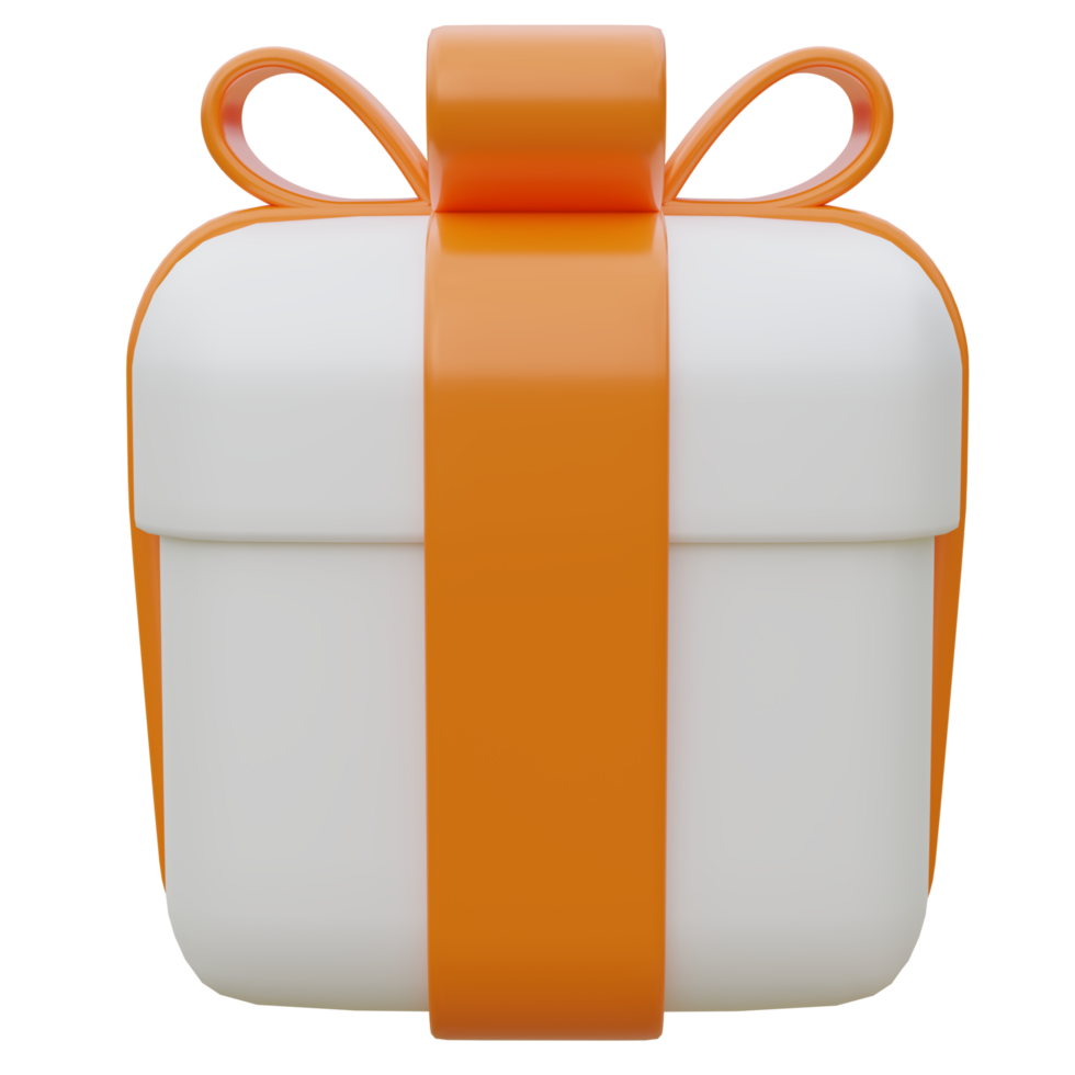 3D Gift Box with Orange Ribbon. png