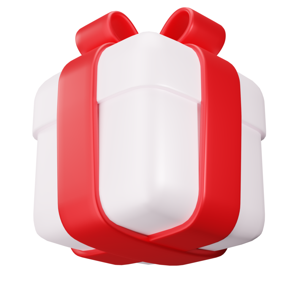 Gift Box with red Ribbon bow. 3D Cute Gift Box png