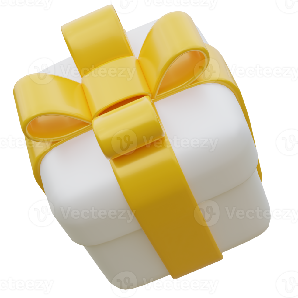 3D Gift Box with Yellow Ribbon. png