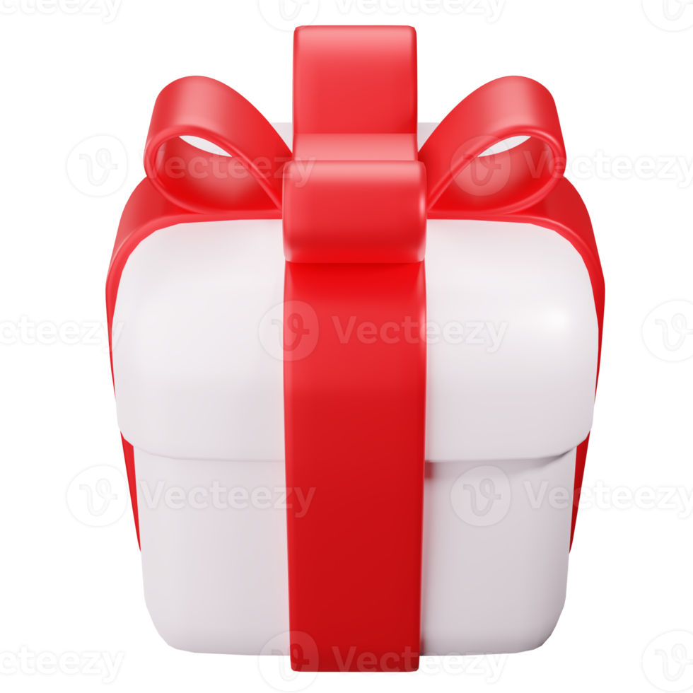 Geschenkbox mit roter Schleife. 3D süße Geschenkbox png