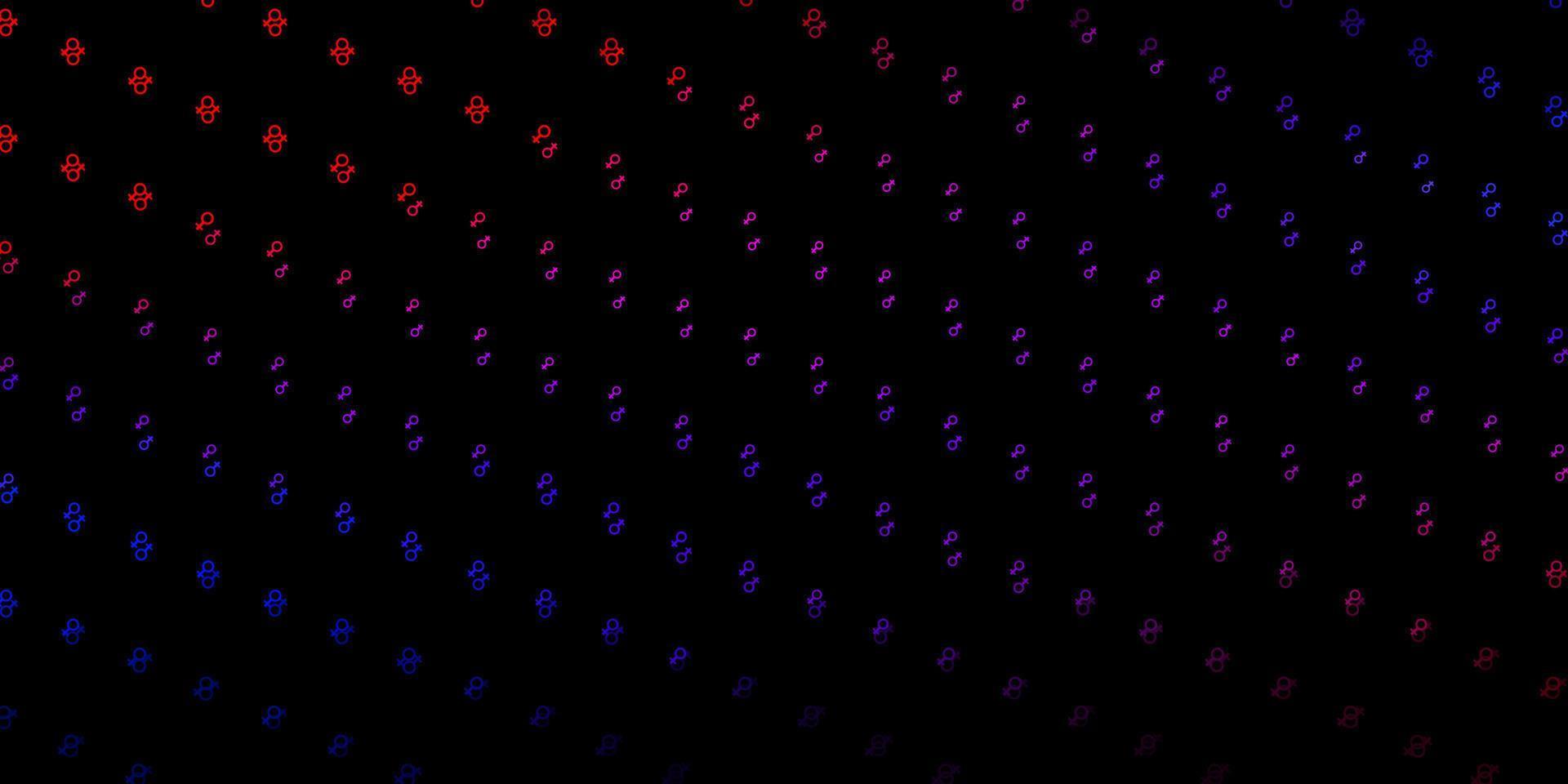 Dark Blue, Red vector backdrop with woman's power symbols.
