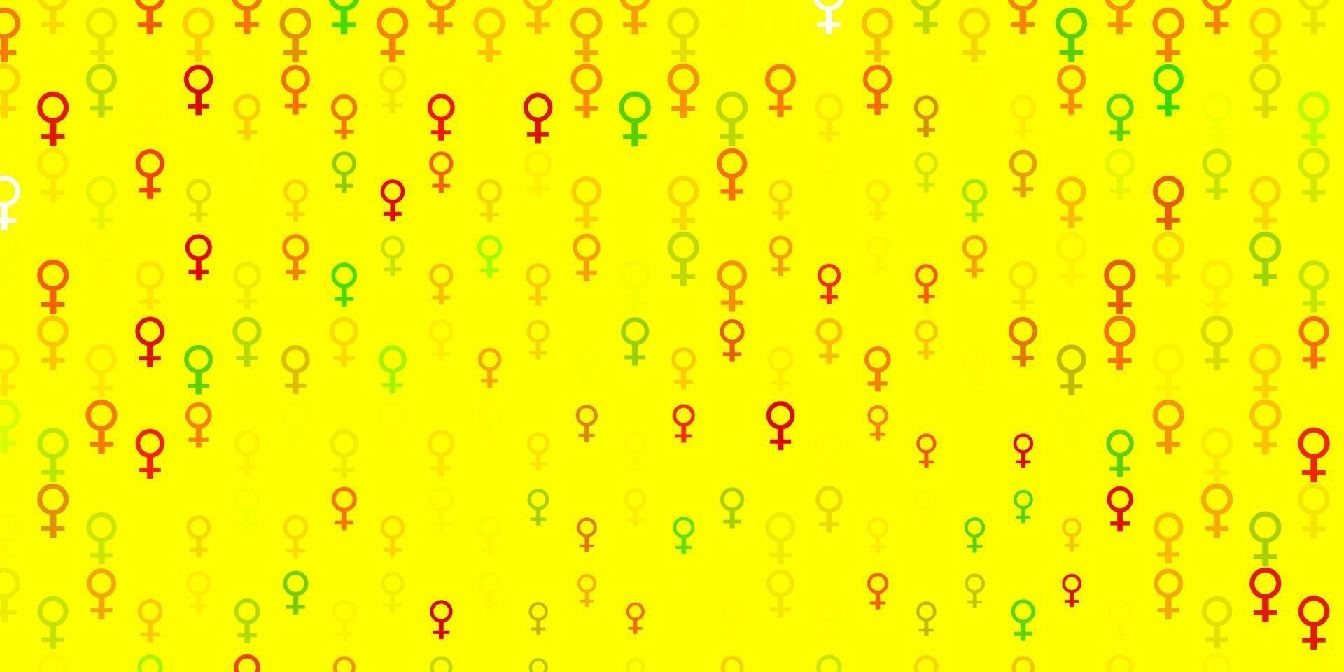 Light Green, Yellow vector background with woman symbols.