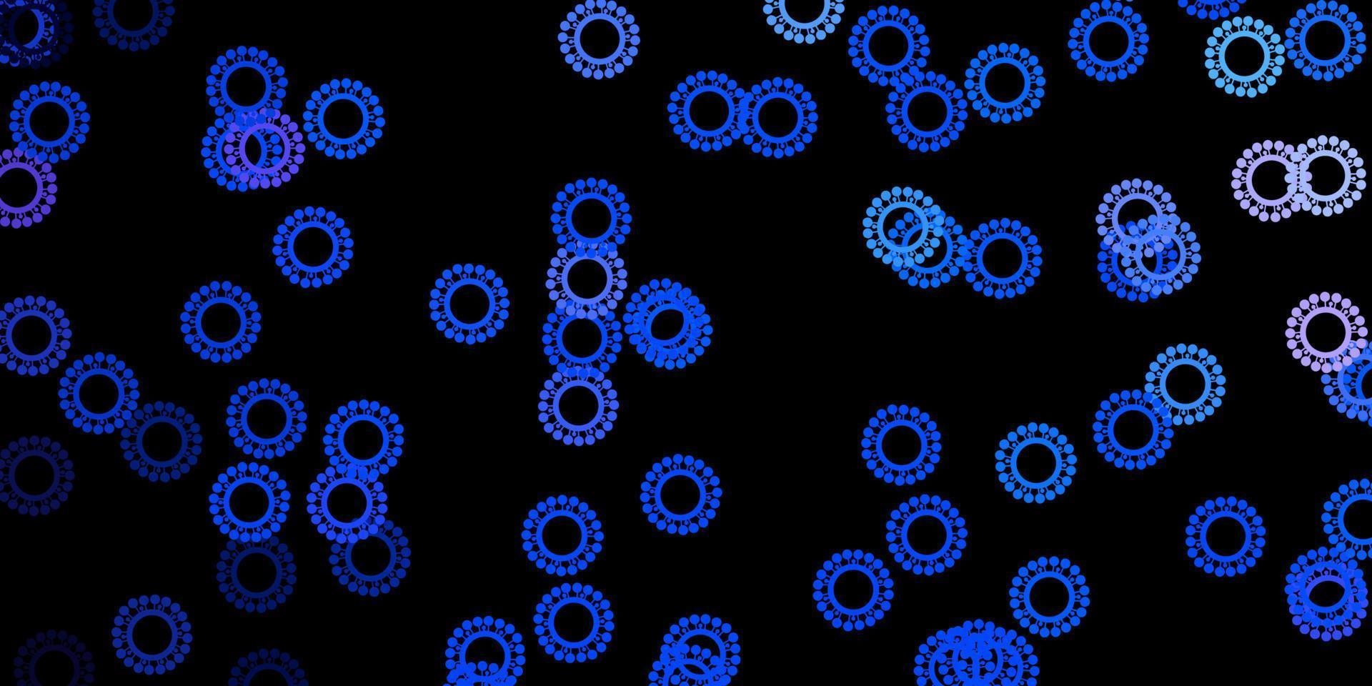 Dark blue vector pattern with coronavirus elements.