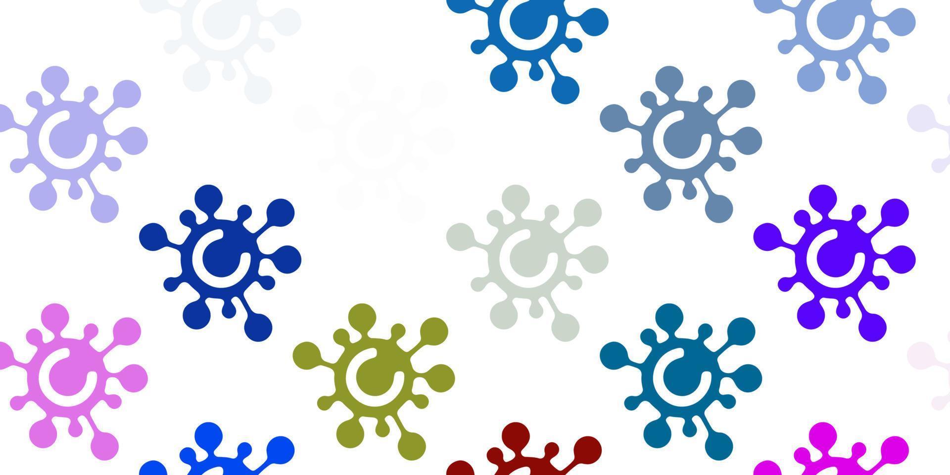 Light Multicolor vector pattern with coronavirus elements.