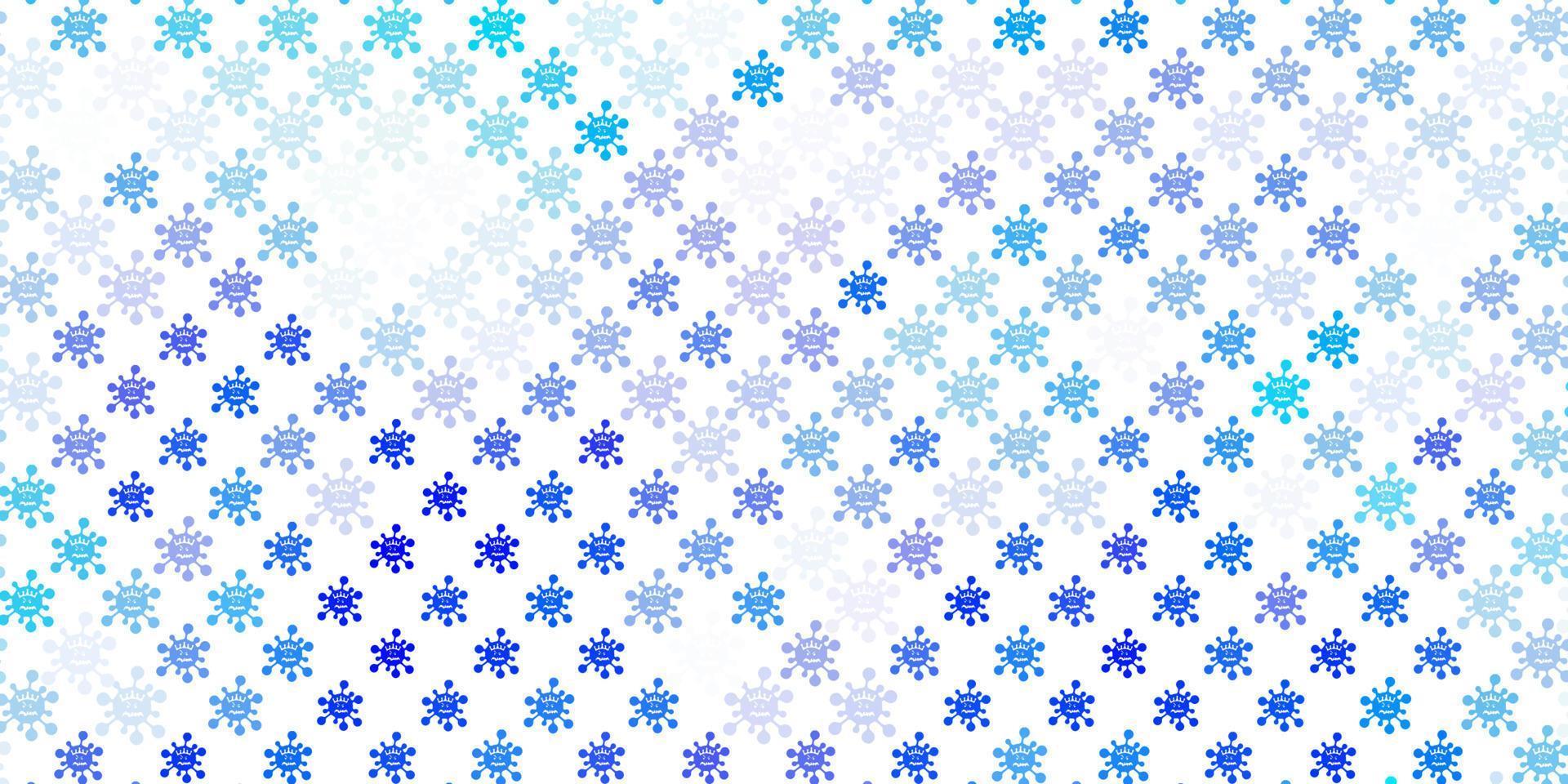 Light BLUE vector background with covid-19 symbols.