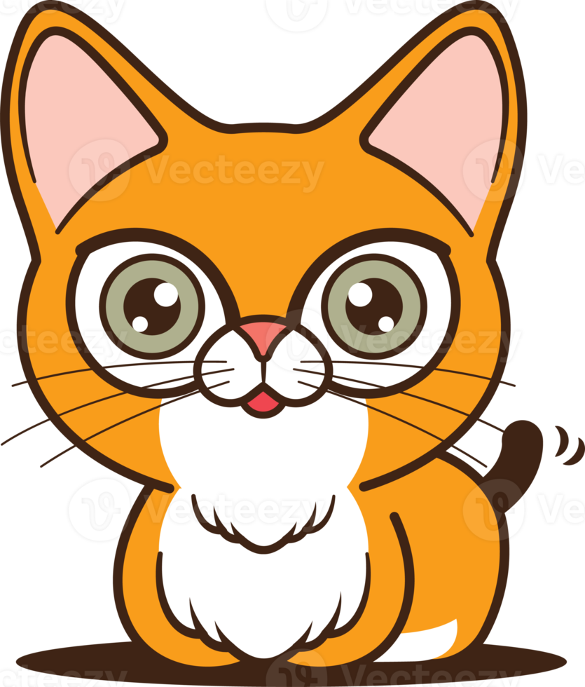 Free Cartoon cute orange tabby cat waving tail character illustration  18732204 PNG with Transparent Background