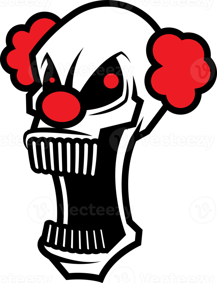 tête de clown effrayant grande bouche ouverte avec de longues dents illustration de personnage de dessin animé png