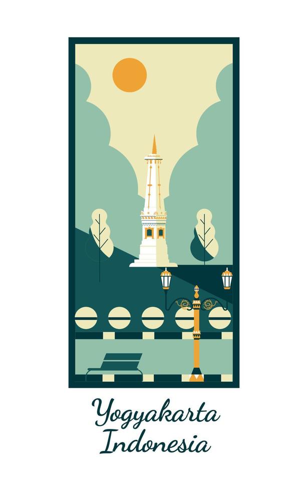 Yogyakarta city travel and tourism poster for postcard vector
