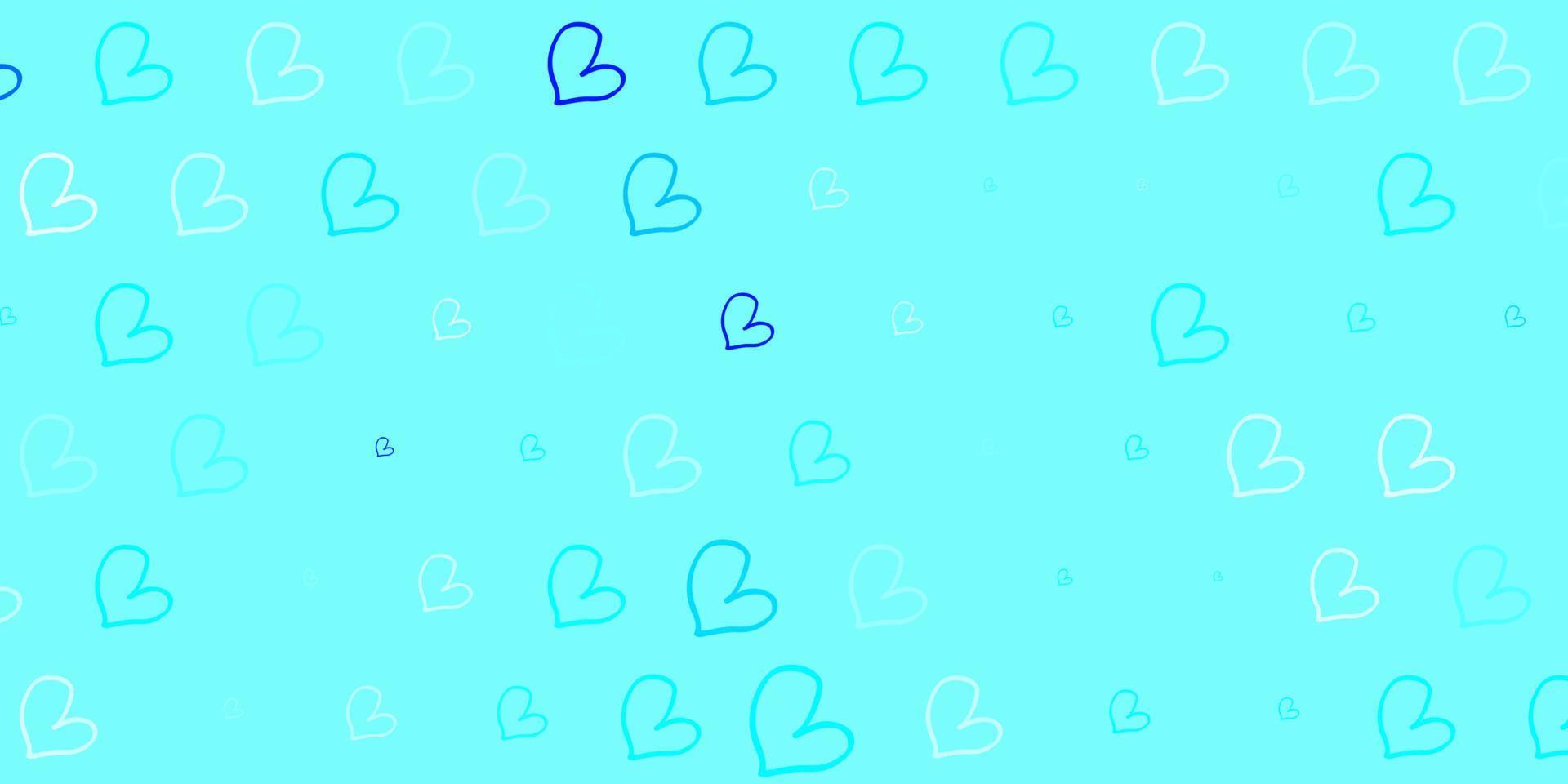 Light BLUE vector pattern with colorful hearts.