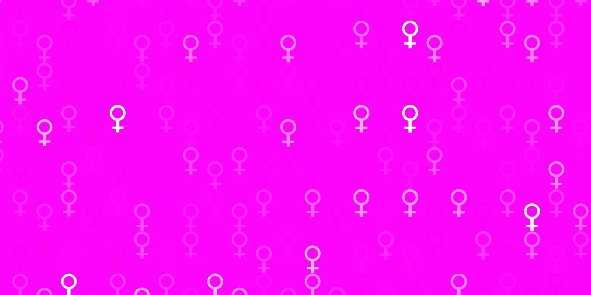 patrón de vector rosa claro con elementos de feminismo.