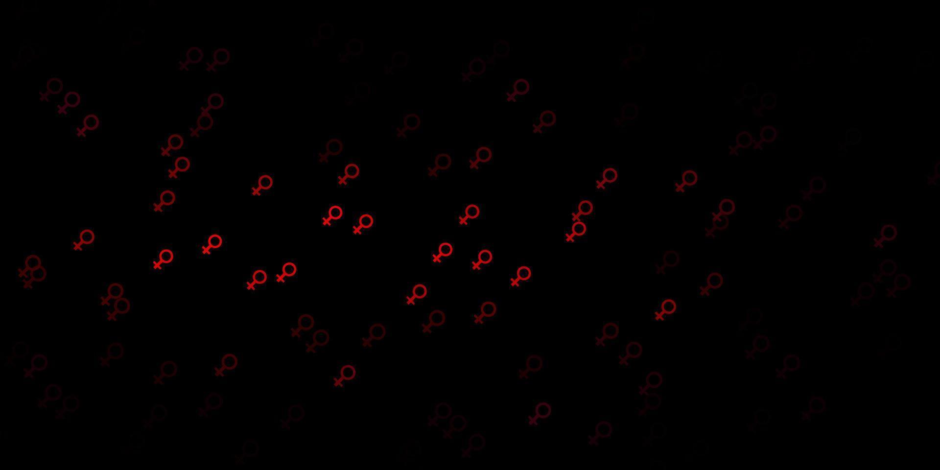 Dark Pink vector texture with women's rights symbols.