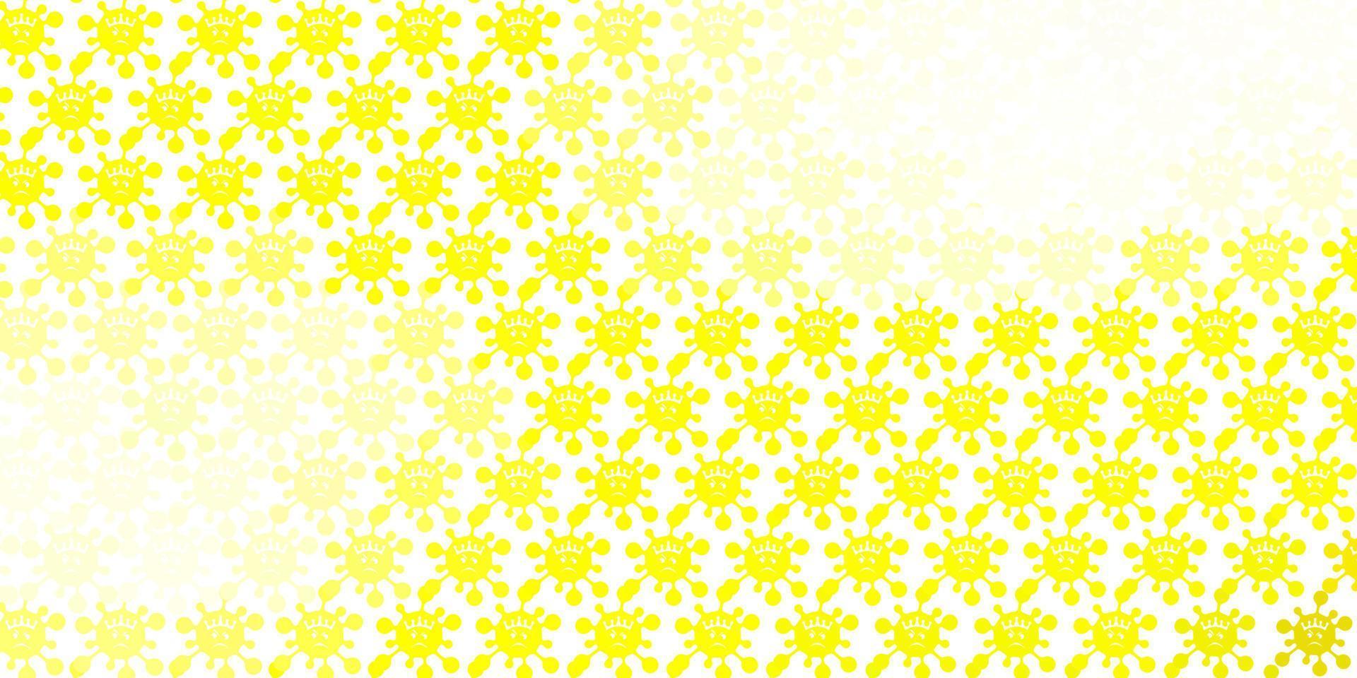 Patrón de vector amarillo claro con elementos de coronavirus.