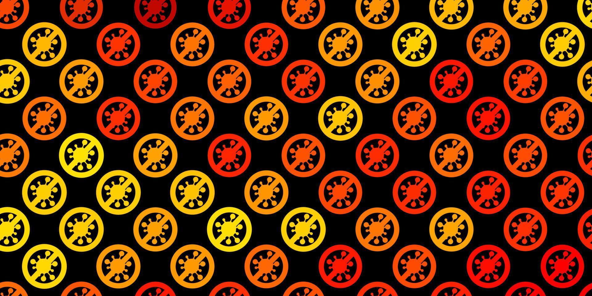 Dark Orange vector pattern with coronavirus elements.